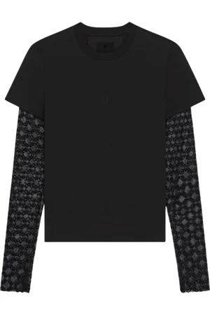 Givenchy Topp, Dam, S, Bomull, Svart Spetsärm Crop Top