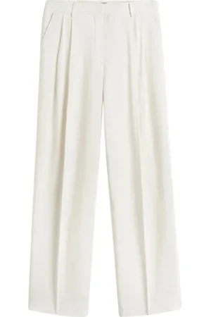 Totême Byxor, Dam, M, Läder, Vita Double-Pleat Fluid Byxor