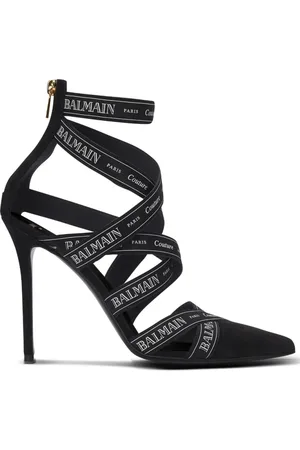 Balmain Skor, Dam, 38 EU, Mocka, Svart Stilettklack Mocka Trim