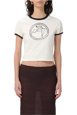 AMBUSH Topp, Dam, L, Bomull, Räfflad Kräm T-shirt