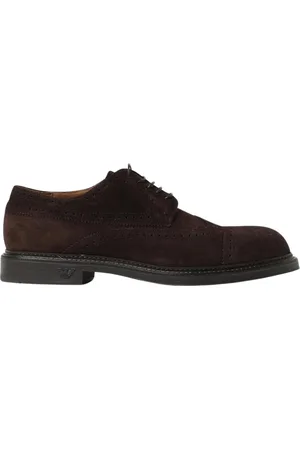 Emporio Armani Skor, Herr, 45 EU, Mocka, Blå Mocka Brogue Oxford Skor
