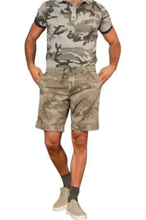 Masons Shorts, Herr, XS, Bomull, Grön Camo Print Avslappnad Passform Bermuda