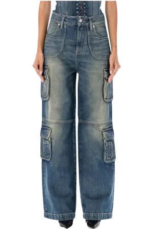 MISBHV Jeans, Dam, W27, Bomull, Blå Cargo Jeans Stilren Modern Look