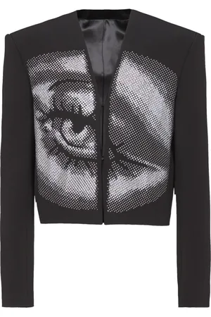 Balmain Jacka, Herr, S, Kort crepejacka med kristaller i ett ögonmotiv