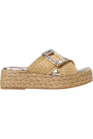 Roger Vivier Skor, Dam, 39 EU, Läder, Kräm Straw Platform Sandaler