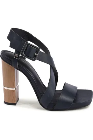 Tommy Hilfiger Skor, Dam, 36 EU, Läder, Premium Lädersandaler, Blå, Elegant