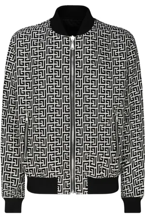 Balmain Jacka, Herr, L, Bomull, Omvändbar Monogram Bomberjacka Svart Vit