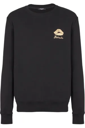 Balmain Sweatshirts & Hoodies, Herr, L, Bomull, Sweatshirt med Kiss-tryck