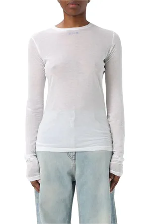 Msgm Topp, Dam, M, Vit Grafisk Tryck Casual T-shirt