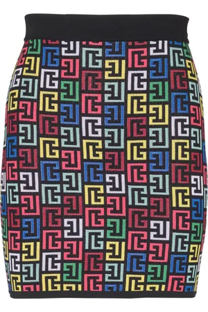 Balmain Kjol, Dam, M, Polyester, Pop monogram stickad kjol