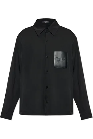 Balmain Skjorta, Herr, 4Xl, Läder, Skjorta med läderficka