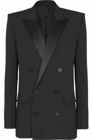 Balmain Kostym, Herr, S, Grain de poudre kavaj med satinrevers