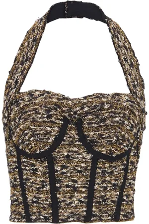 Balmain Topp, Dam, S, Tweed, Lurex tweed halterneck bustier