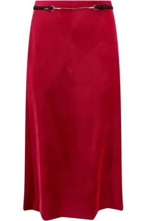 Gucci Kjol, Dam, S, Mocka, Rosa Velvet Bloom Midi Kjol