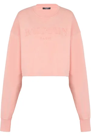 Balmain Sweatshirts & Hoodies, Dam, XL, Bomull, Sweatshirt med Vintage broderi