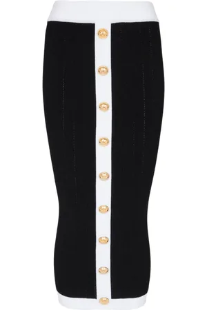 Balmain Kjol, Dam, L, Polyester, Midi stickad kjol