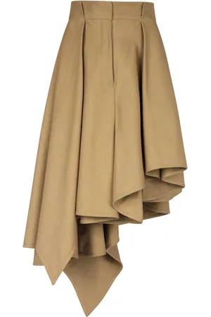 Balmain Kjol, Dam, M, Bomull, Asymmetrisk plisserad bomullkjol