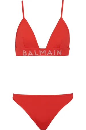 Balmain Badkläder, Dam, XS, Polyester, Rhinestoned triangelbikini