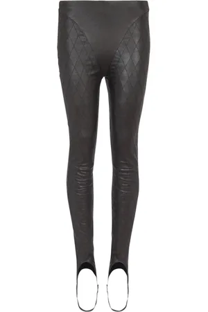 Balmain Byxor, Dam, M, Läder, Topstitched läder leggings