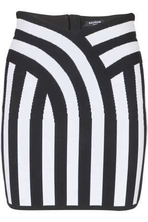 Balmain Kjol, Dam, XS, Kortrandig, randig stickad kjol