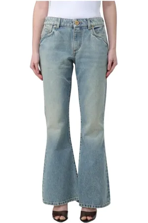 Balmain Jeans, Dam, L, Blå Relaxed Fit Flare Jeans