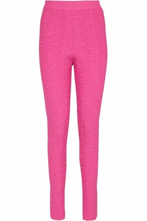 Balmain Byxor, Dam, 2Xs, Polyester, Stickade leggings med monogram