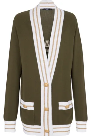 Balmain Stickade tröjor & koftor, Dam, S, Kashmir, Cashmere kofta med logotyp