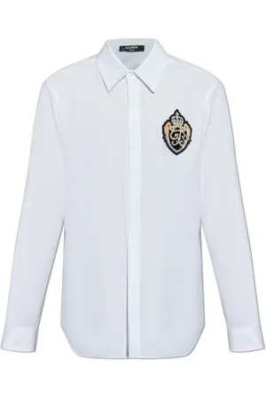 Balmain Skjorta, Herr, 3Xl, Bomull, Skjorta med Applikation