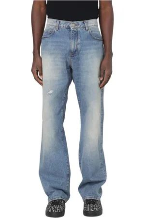 Balmain Jeans, Herr, W30, Bomull, Slitna Straight Leg Jeans