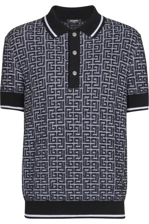 Balmain Topp, Herr, M, Linne, Labyrintstickad pikétröja
