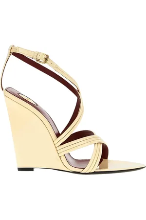 Saint Laurent Skor, Dam, 36 1/2 EU, Läder, Vita Läderkil Sandaler