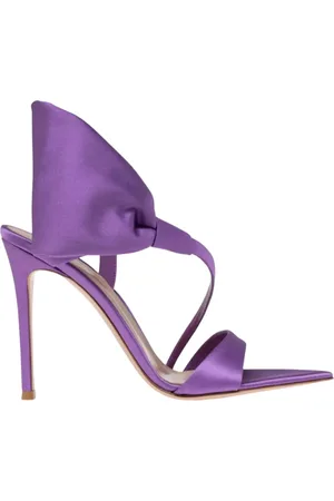 Gianvito Rossi Skor, Dam, 39 EU, Läder, Lila stilettsandaler med rosett
