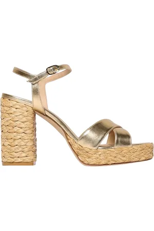 Stuart Weitzman Skor, Dam, 40 EU, Guld Ankelrem Klack Sandaler
