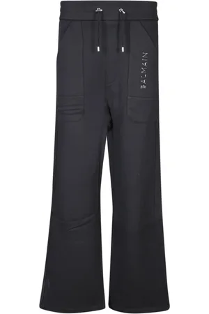 Balmain Byxor, Herr, L, Bomull, Svarta laminerade joggingbyxor