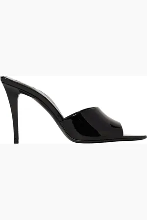 Saint Laurent Skor, Dam, 36 EU, Läder, Svarta Läder Platta Sandaler