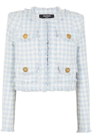 Balmain Jacka, Dam, L, Tweed, Gingham tweed jacka