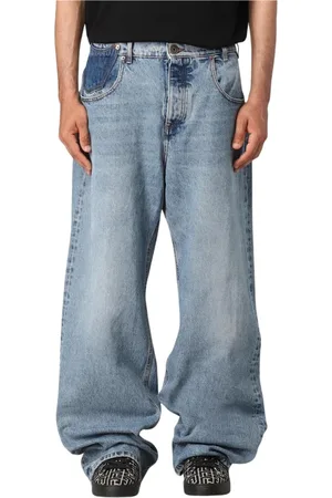 Balmain Jeans, Herr, W33, Denim, Stiliga Wide Leg Denim Jeans