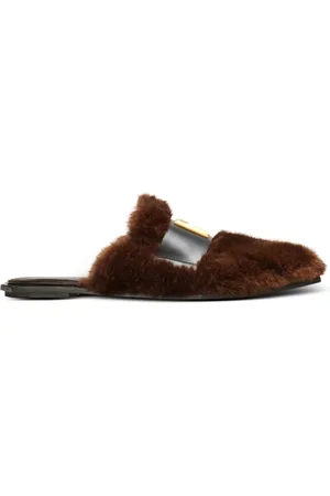 Balmain Skor, Dam, 40 EU, Polyester, Ana faux fur mule