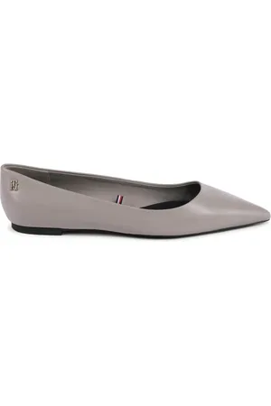 Tommy Hilfiger Skor, Dam, 36 EU, Läder, Grå Läder Ballerina Flats