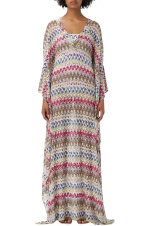 Missoni Badkläder, Dam, S, Bomull, Vit Stickad Maxi Strand CoverUp