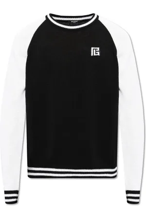 Balmain Stickade tröjor & koftor, Herr, S, Bomull, Tröja med logotyp
