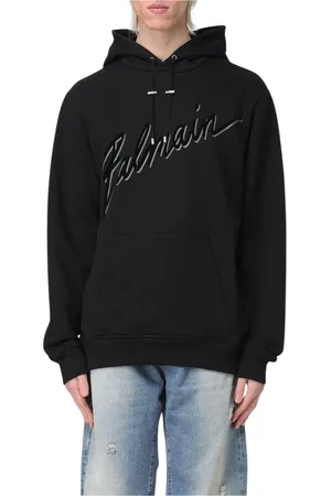 Balmain Sweatshirts & Hoodies, Herr, 2Xl, Bomull, Signatur Hoodie för Män