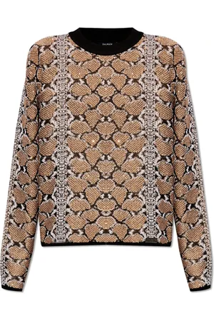 Balmain Stickade tröjor & koftor, Dam, S, Paljetter, Tröja med djurmotiv