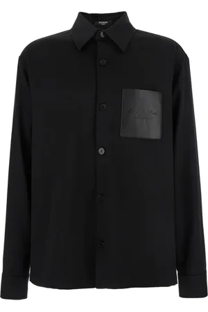 Balmain Skjorta, Herr, L, Klassisk Svart Skjorta med Logodetalj