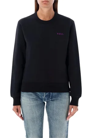 A.P.C. Sweatshirts & Hoodies, Dam, S, Bomull, Svart Crew Neck Sweatshirt