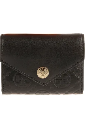 Tory Burch Accessoarer, Dam, ONE Size, Läder, Monogram Kuvert Plånbok Svart