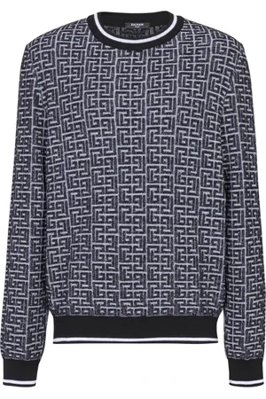 Balmain Stickade tröjor & koftor, Herr, L, Linne, PB Labyrinth stickad juper