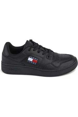 Tommy Hilfiger Skor, Dam, 40 EU, Läder, Svart Läder Sneaker med Polyuretan Detaljer