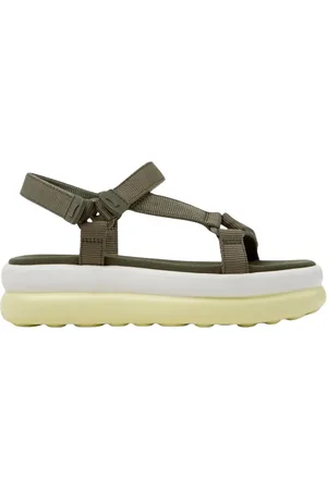 Camper Skor, Dam, 39 EU, Läder, Gröna Strappy Lädersandaler