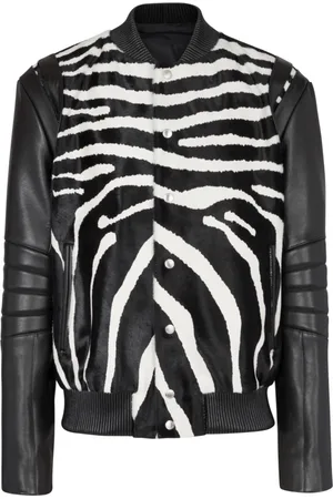 Balmain Jacka, Herr, L, Läder, Läderbomberjacka med zebramönster
